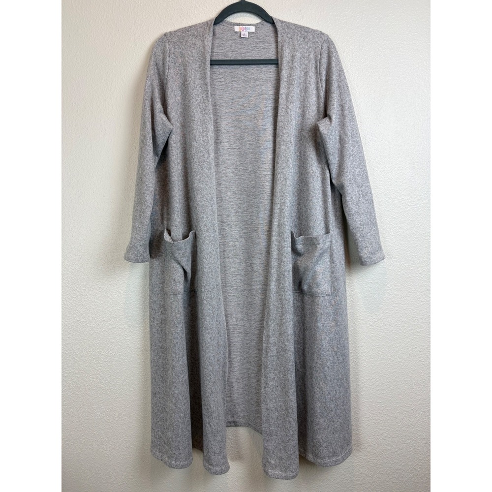 LuLaRoe Sarah Duster Cardigan Large Gray Heathered Cozy Loungewear Fall Cottage